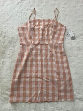 BP Plaid Mini Dress Womens Medium Pink Sleeveless Slip Summer Casual